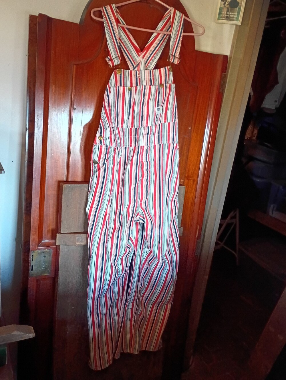 Vintage Sears Overalls Striped Sanforized Rare Blue Red Festival